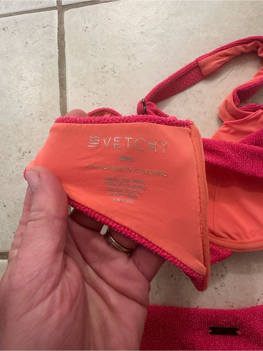Sparkly vetchy coral pink Two-Piece Bikini Set -  super comfortable! - Picture 3 of 4